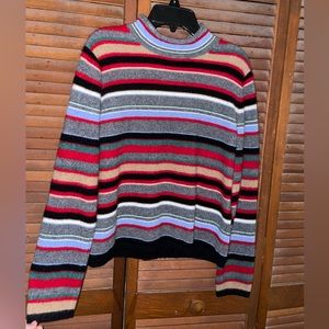 100% CASHMERE Multicolor Mock-Neck Sweater